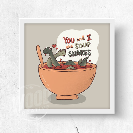 You And I Are Soup Snakes Original 8x8 Art Print