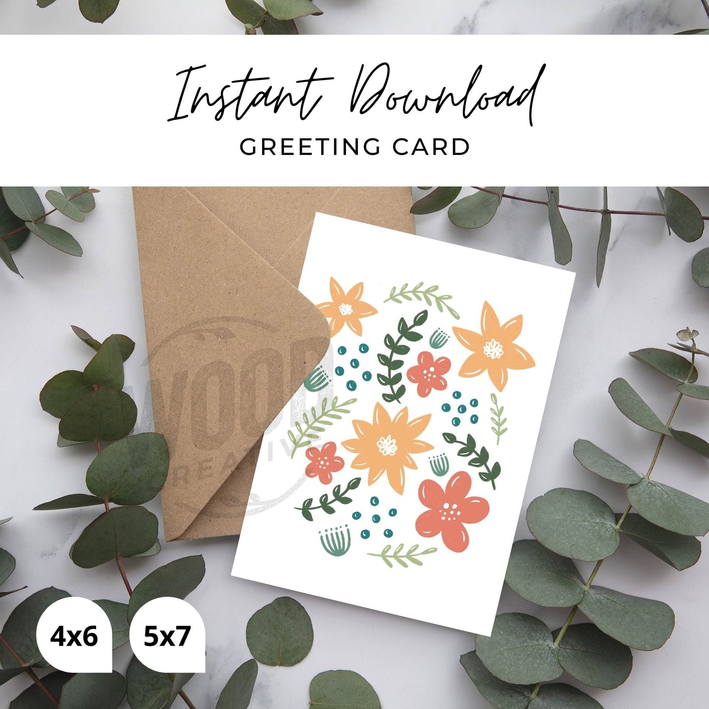 Spring Flowers Digital Download Card