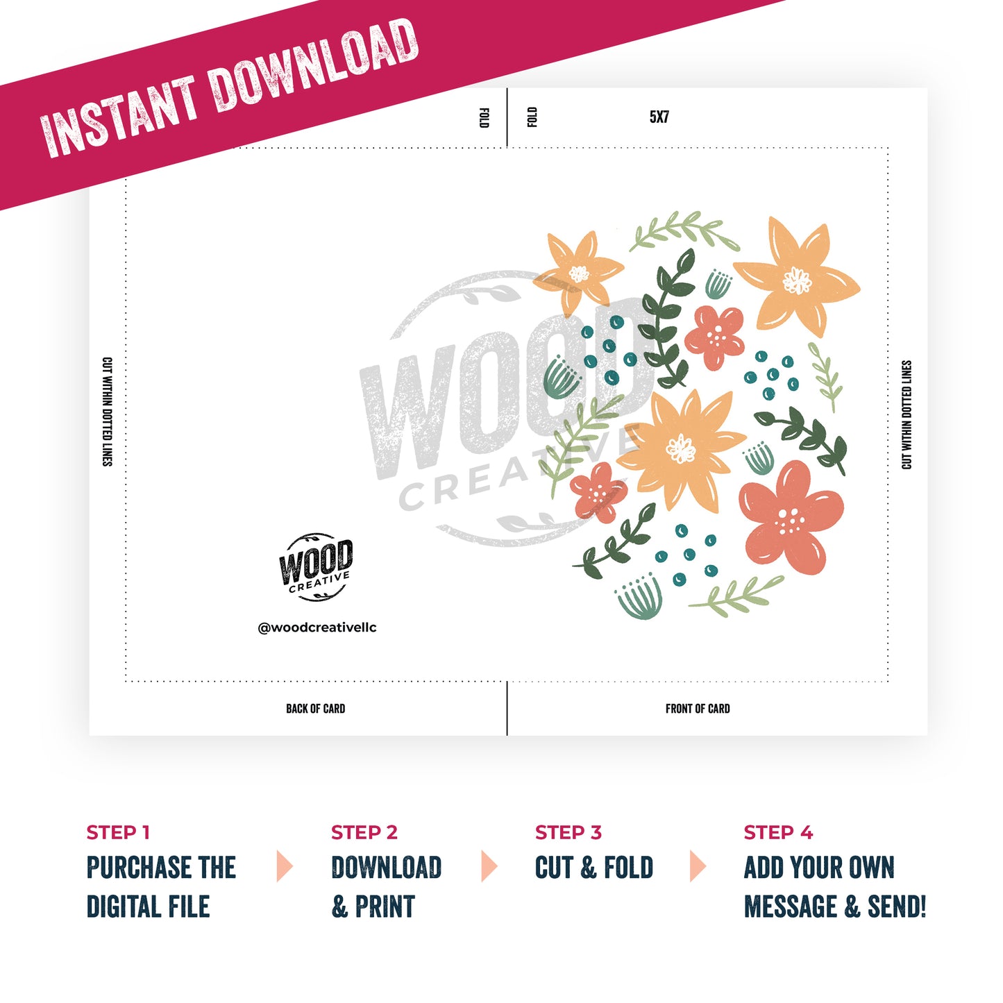 Spring Flowers Digital Download Card