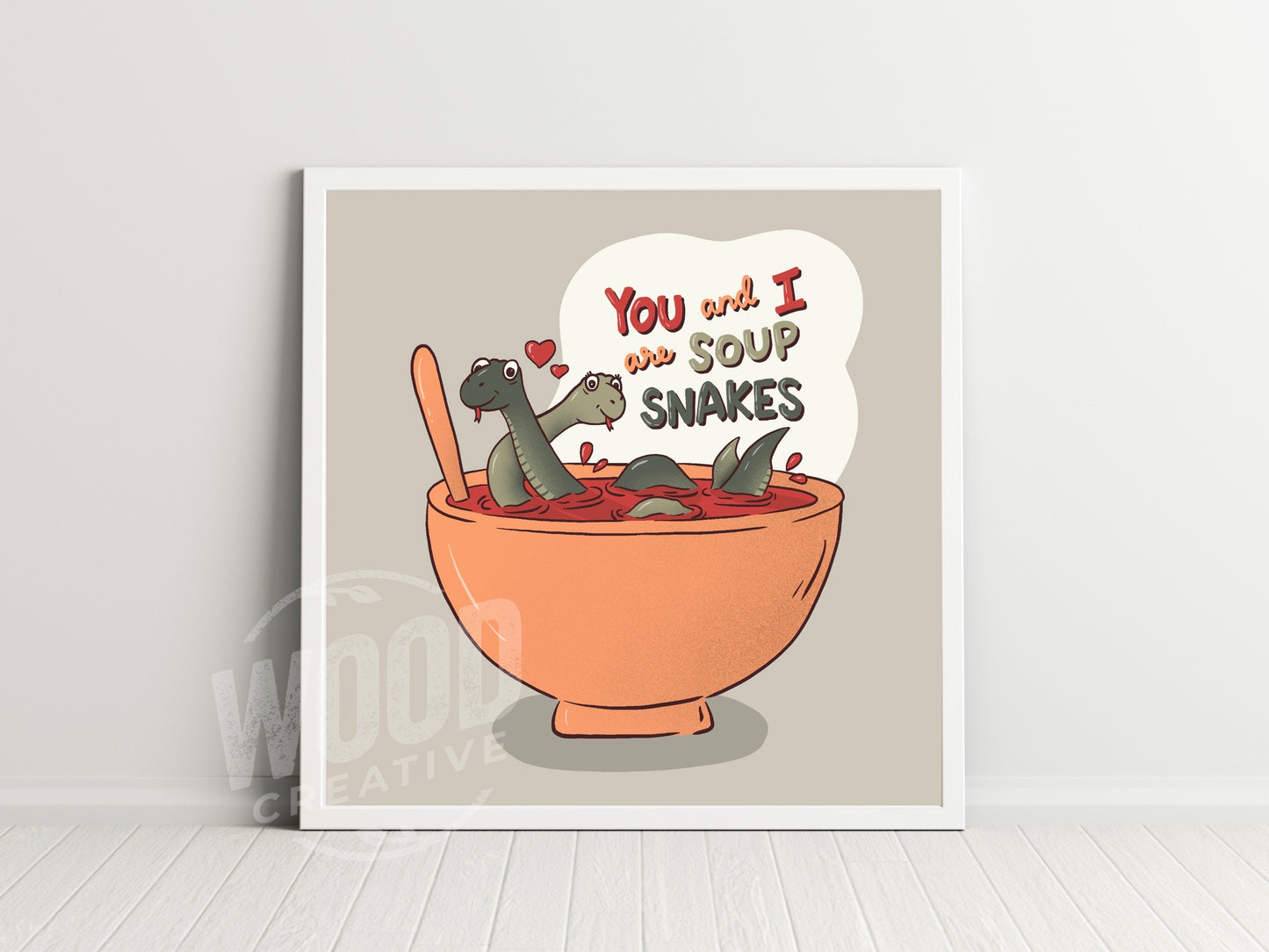 You And I Are Soup Snakes Original 8x8 Art Print