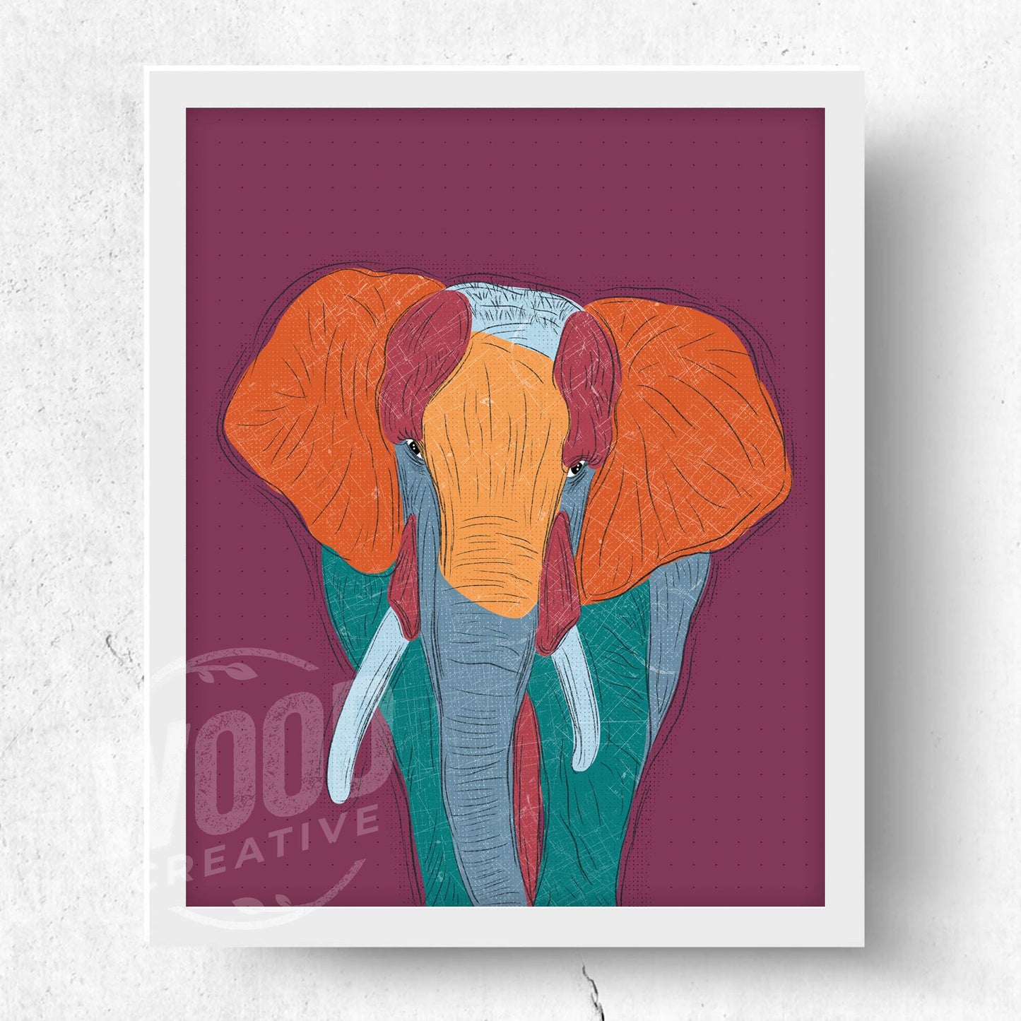 Color-Block Elephant Love 8x10 Art Print