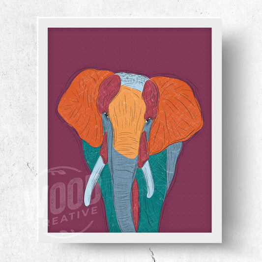 Color-Block Elephant Love 8x10 Art Print