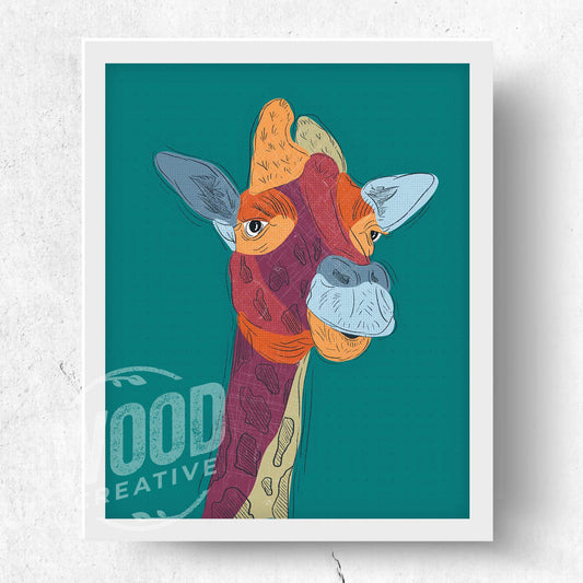 Color-Block Giraffe Love 8x10 Art Print