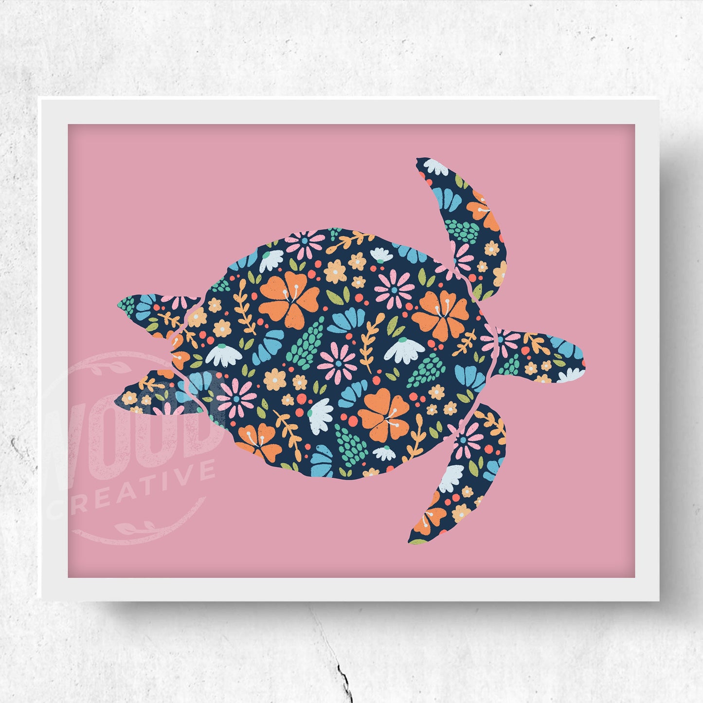 Floral Turtle Original 10x8 Art Print